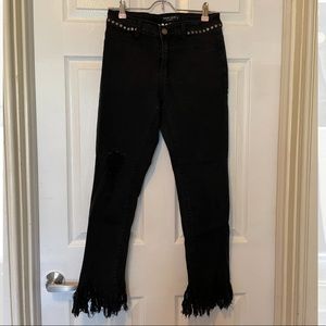 HAMMER Distressed Studded Frayed Hem High Waisted Jeans Sz 9
